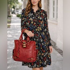 CHLOE Paddington Red Leather Lock Bag Comes with: Padlock Key COA Dust Bag